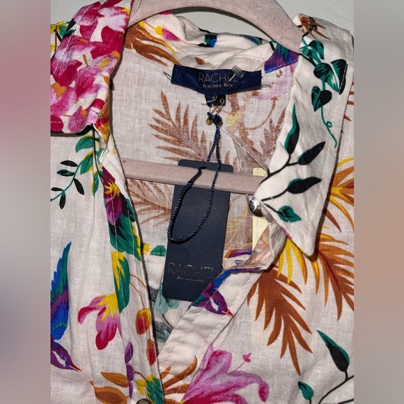 NWT Linen Blend Floral Button Shirt - Picture 4 of 7